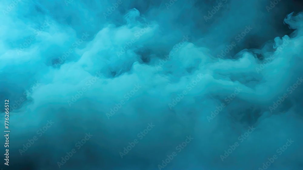 Smoke Blue, Teal background dark light bad fog mist. Background smoke cloud field dust