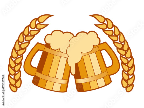 Wooden beer barrel with tap. Png clipart isolated on transparent background