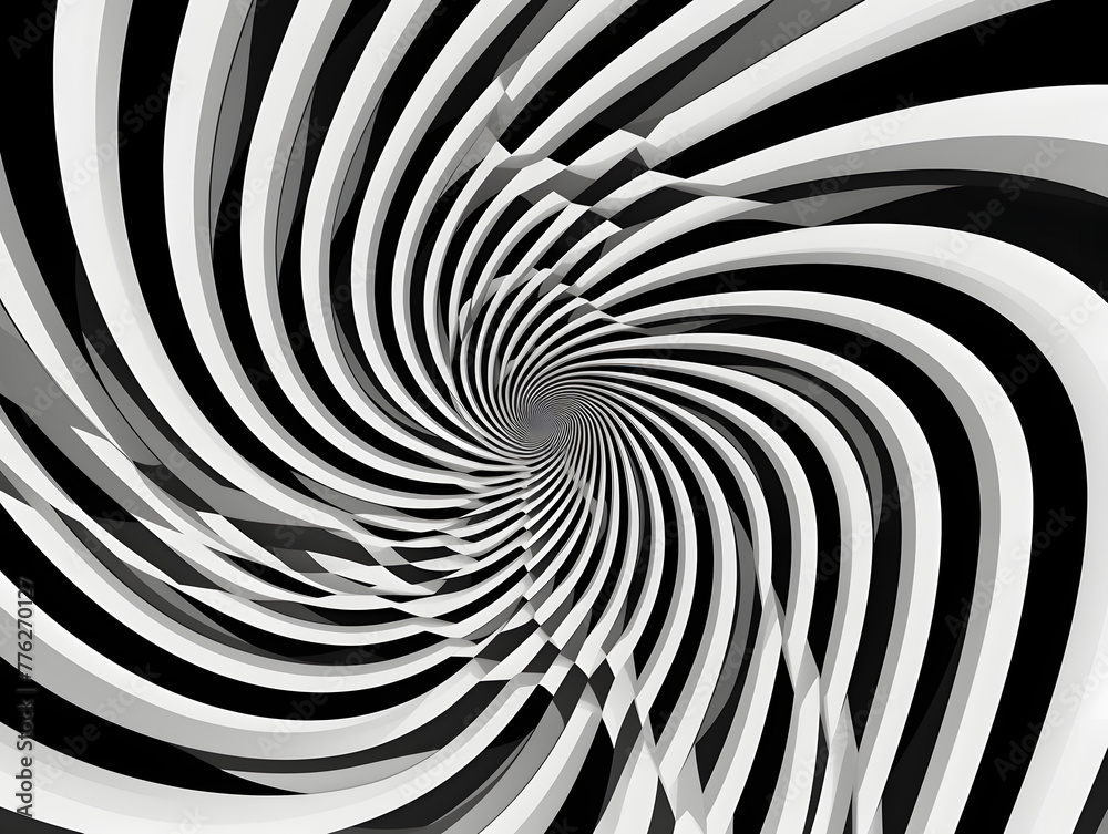 Obraz premium Abstract hypnotic pattern with black-white striped lines. in the style of optical effects.