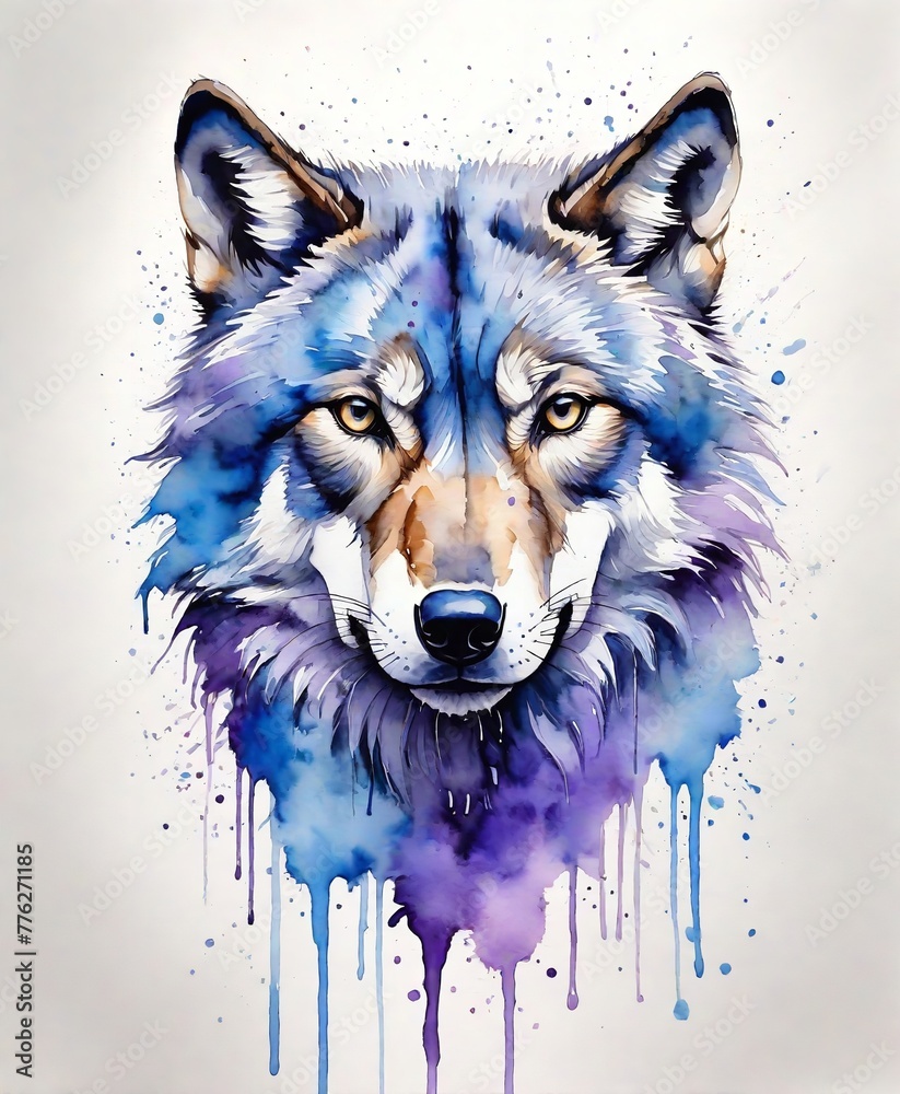 abstract watercolor painitng of wolf head abstract watercolor painitng of wolf head