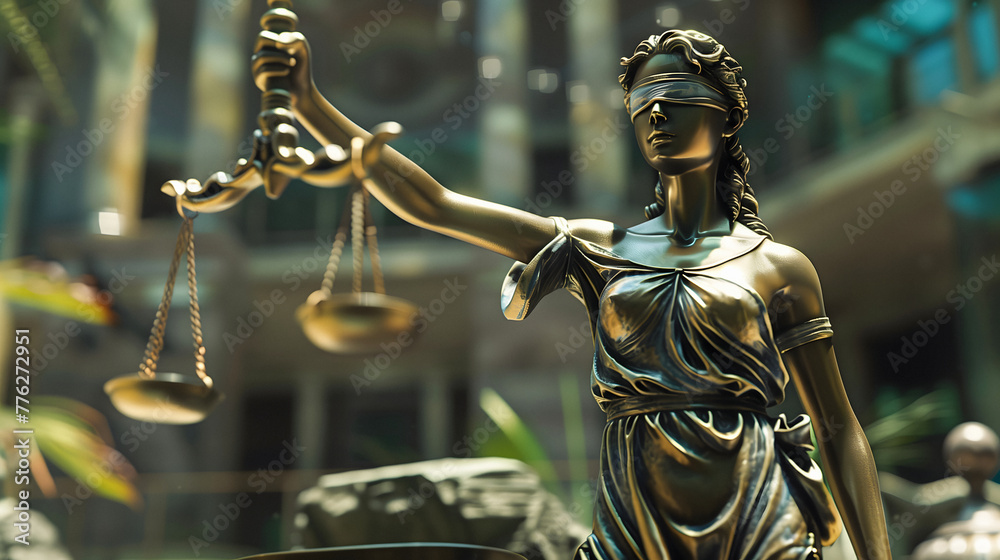 Lady Of Law And Justice In Blindfold Hold Justice Scale, Goddess Of Justitia Themis, Courtroom Background Banner Lady Of Law And Justice In Blindfold Hold Justice Scale, Goddess Of Justitia Themis, Courtroom Background Banner