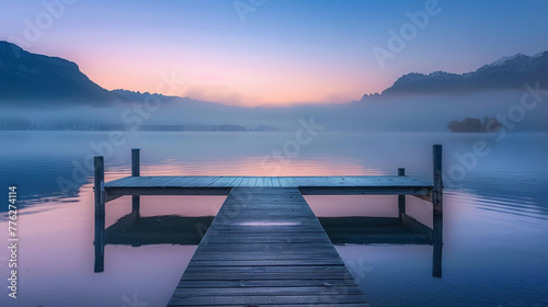 Lakeside Serenity in Morning Mist
