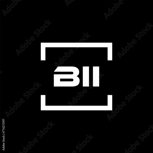 Initial letter BII logo design. BII logo design inside square.