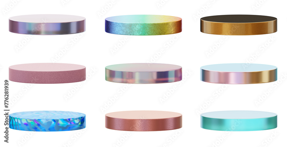 Podium colorful collection set pack isolated background 3d rendering