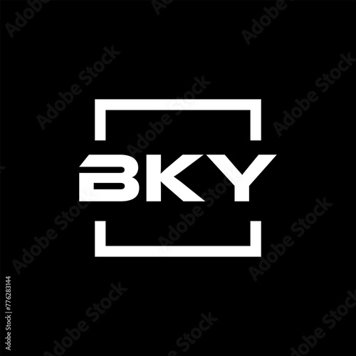 Initial letter BKY logo design. BKY logo design inside square. photo