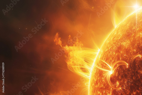 A close up of a sun with a bright orange glow photo