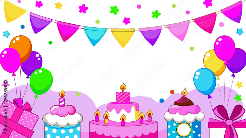 Sweet Celebration: A Vibrant Vector Illustration of a Birthday Cake Sweet Celebration: A Vibrant Vector Illustration of a Birthday Cake