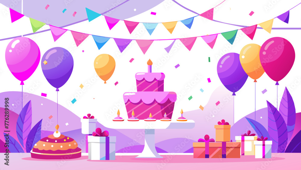 Sweet Celebration: A Vibrant Vector Illustration of a Birthday Cake Sweet Celebration: A Vibrant Vector Illustration of a Birthday Cake