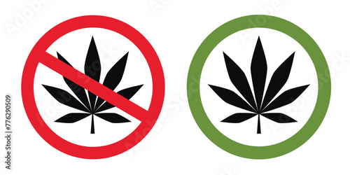 cannabis forbidden and allowed sign vector illustration