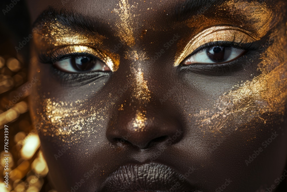 Portrait of an African-American female model with elaborate makeup Portrait of an African-American female model with elaborate makeup
