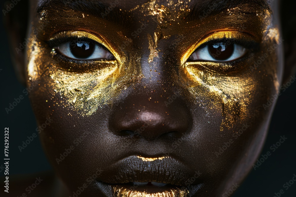 Fototapeta premium Portrait of an African-American female model with elaborate makeup