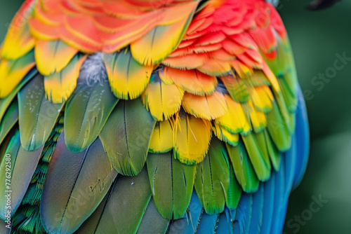 A colorful bird with a rainbow of feathers on its back © Formoney