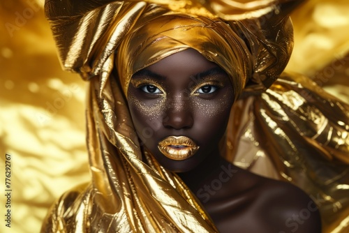 Portrait of an African-American female model with elaborate makeup © SHI