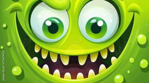 green funny monster face generative ai