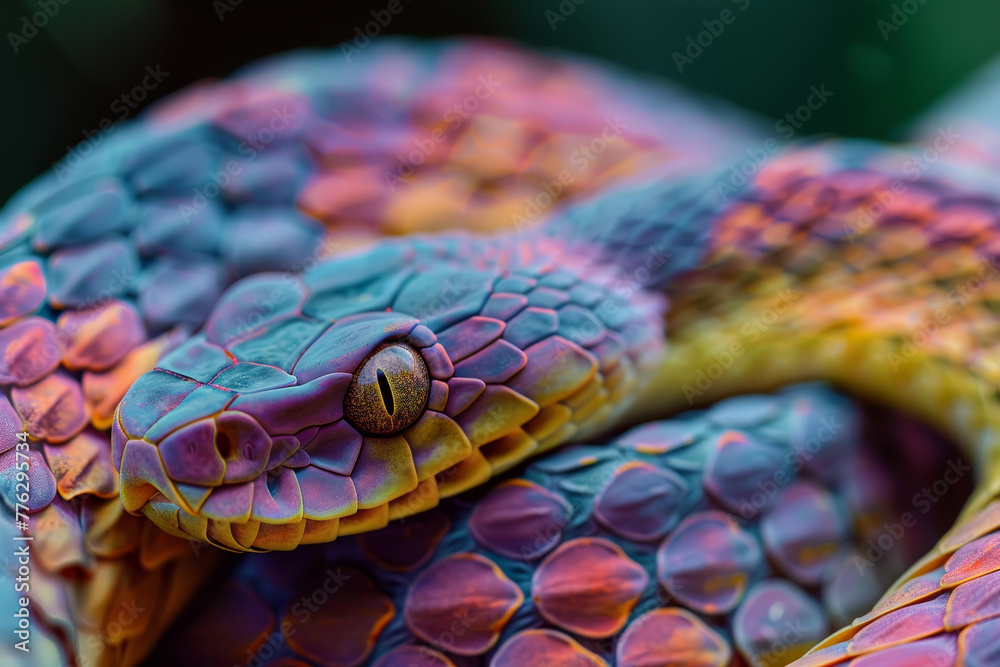 A colorful snake with a yellow head and orange body A colorful snake with a yellow head and orange body
