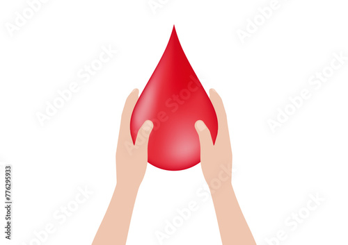 Blood Donation Concept. World Blood Donor Day. Hand Holding Blood Drop. Vector Illustration. 