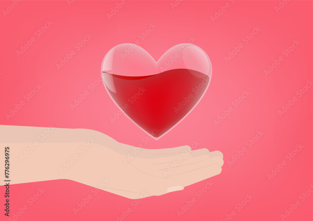 Blood Donation Concept. World Blood Donor Day. Hand Holding Red Heart. Vector Illustration. Blood Donation Concept. World Blood Donor Day. Hand Holding Red Heart. Vector Illustration.