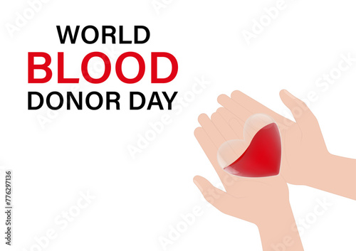 Blood Donation Concept. World Blood Donor Day. Hand Holding Red Heart. Vector Illustration. 