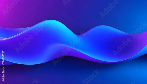 Ultraviolet and blue curve gradient wave 3d illustration. Smooth wavy flowing background 