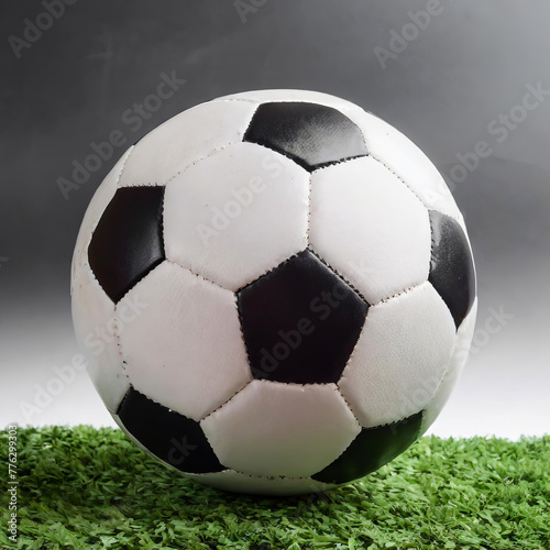 Lone soccer ball rests on lush green field under bright sun  exuding sense of calm anticipation