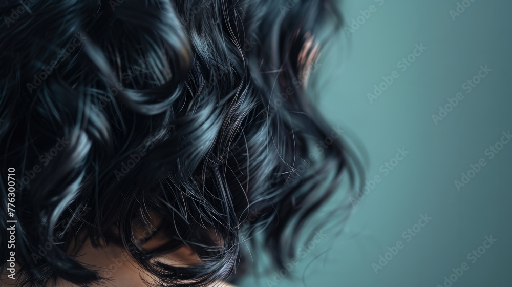 woman seen from behind with black, wavy hair, generative ai woman seen from behind with black, wavy hair, generative ai