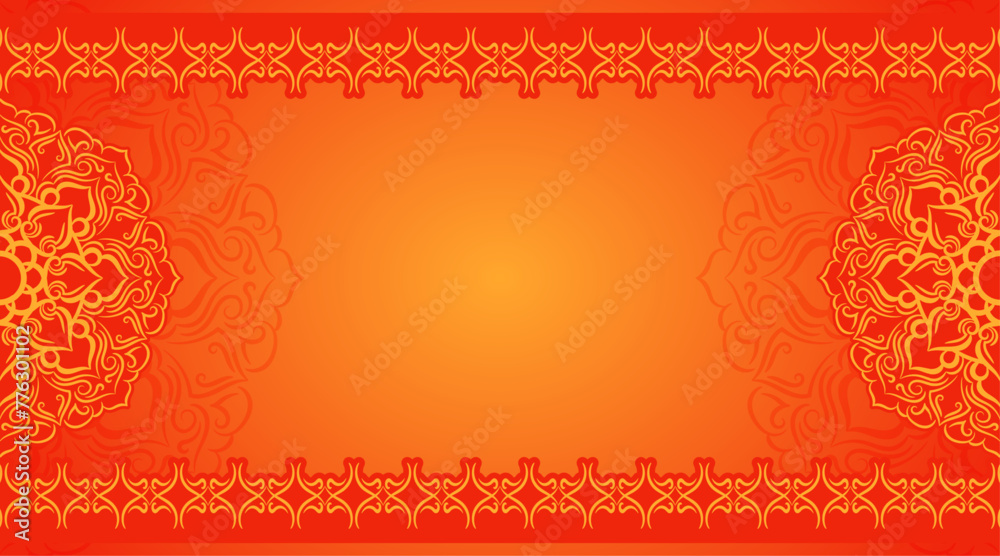 red and yellow background with mandala decoration