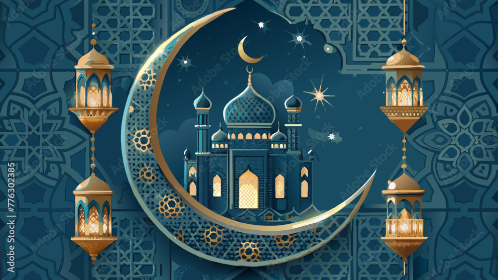 Fototapeta premium amadan-mubarak-or-ramazan-kareem-greeting-card