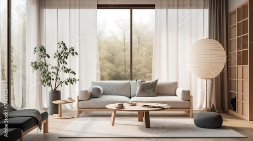 A Japandi style living room combines elements of Japanese minimalism with Scandinavian design principles  resulting in a harmonious and serene space. 