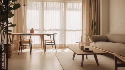 A Japandi style living room combines elements of Japanese minimalism with Scandinavian design principles, resulting in a harmonious and serene space. 