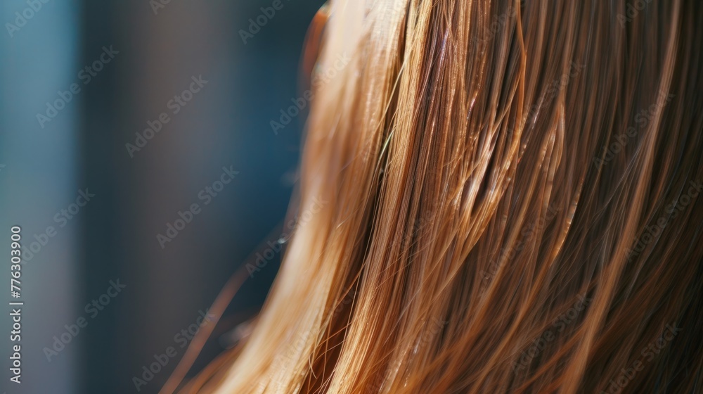 Naklejka premium woman seen from behind with light brown, straight hair, generative ai