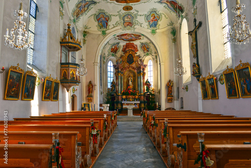 Innenansicht der Pfarrkirche Heiterwang in der Gemeinde Heiterwang im Bezirk Reutte  Tirol