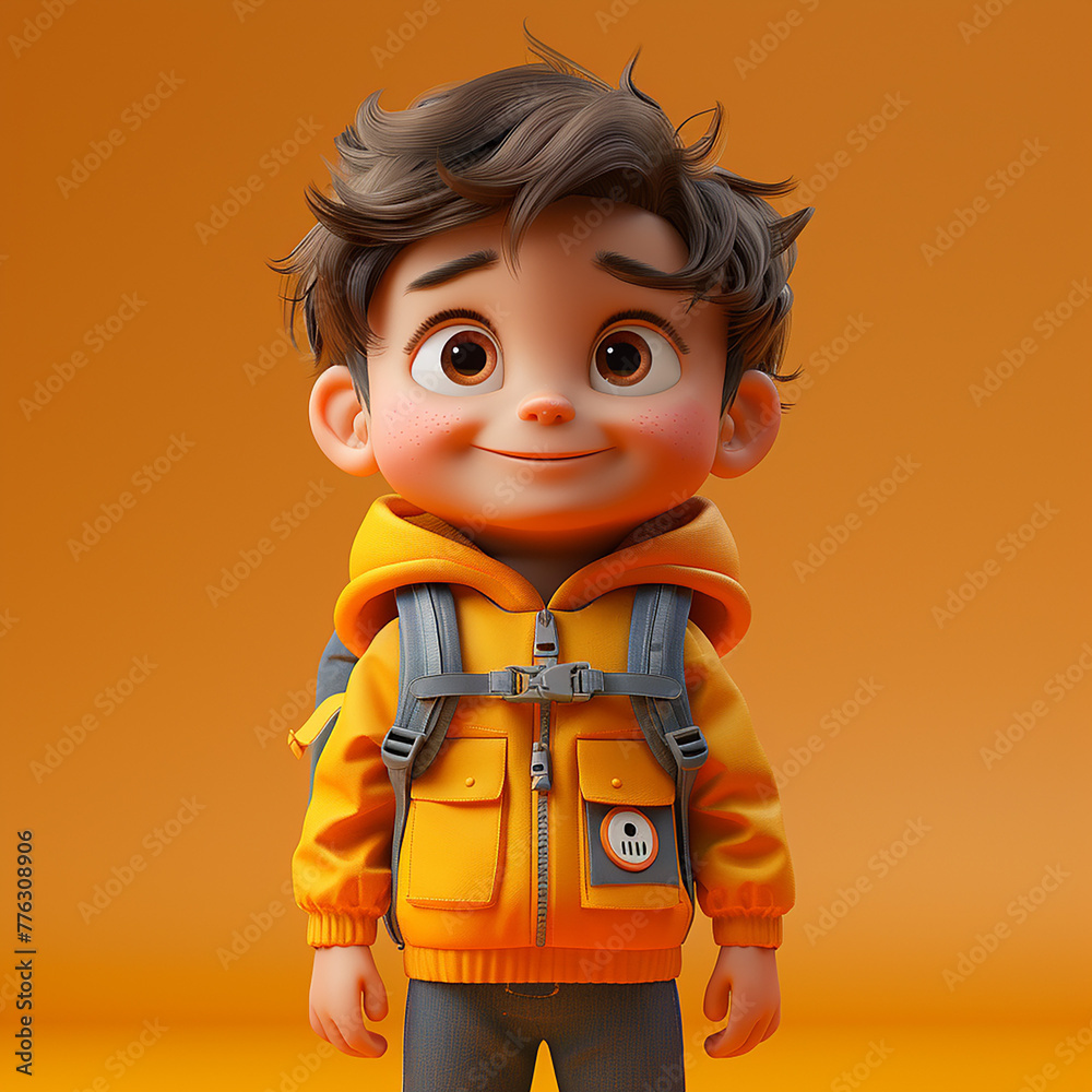 3d cartoon child on solid color background, generative ai 3d cartoon child on solid color background, generative ai