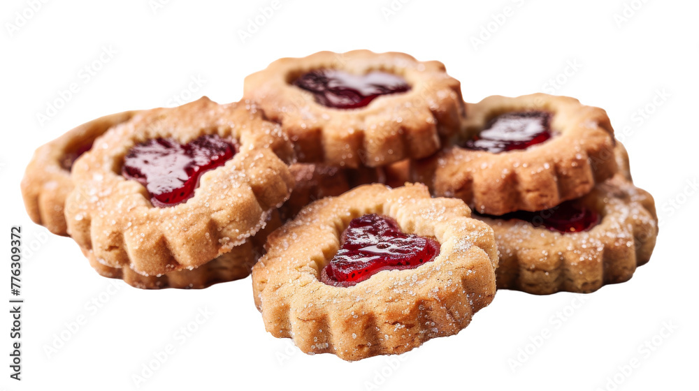 Delicious Linzer Cookies Imagery on transparent background.