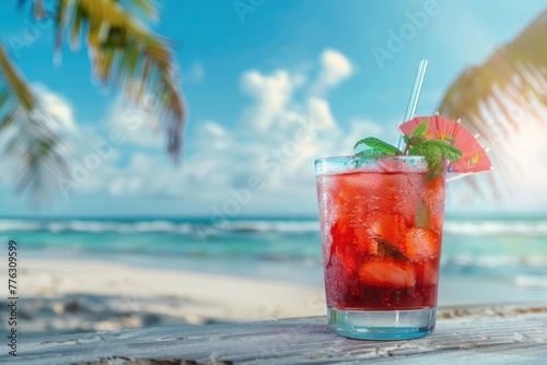 summer time, Realistic photo of cocktail with copy space - generative ai