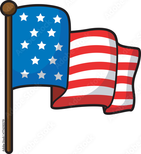 Memorial Day in the United States. American flags icon. The grave of military personnel.