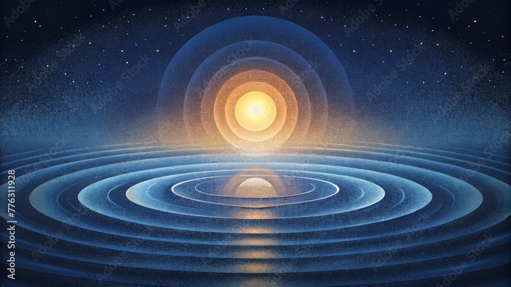 An array of concentric circles emitting a dazzling radiance reminiscent of ripples on water. An array of concentric circles emitting a dazzling radiance reminiscent of ripples on water.
