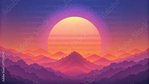 A pixelated sunset in a soft focus evoking memories of old video game graphics.