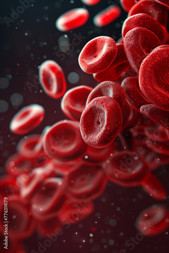 Selective focus of 3D visualization of red blood cells in blood vessels.