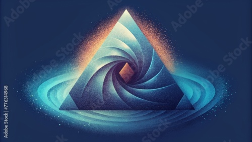 A staccato rhythm of triangular shapes in constant motion capturing the inherent momentum and fluidity of angular momentum.