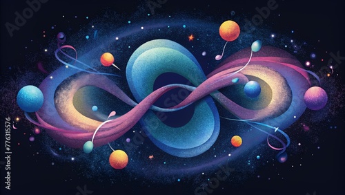 An explosion of musical notes entangled within a swirling galaxy of color.