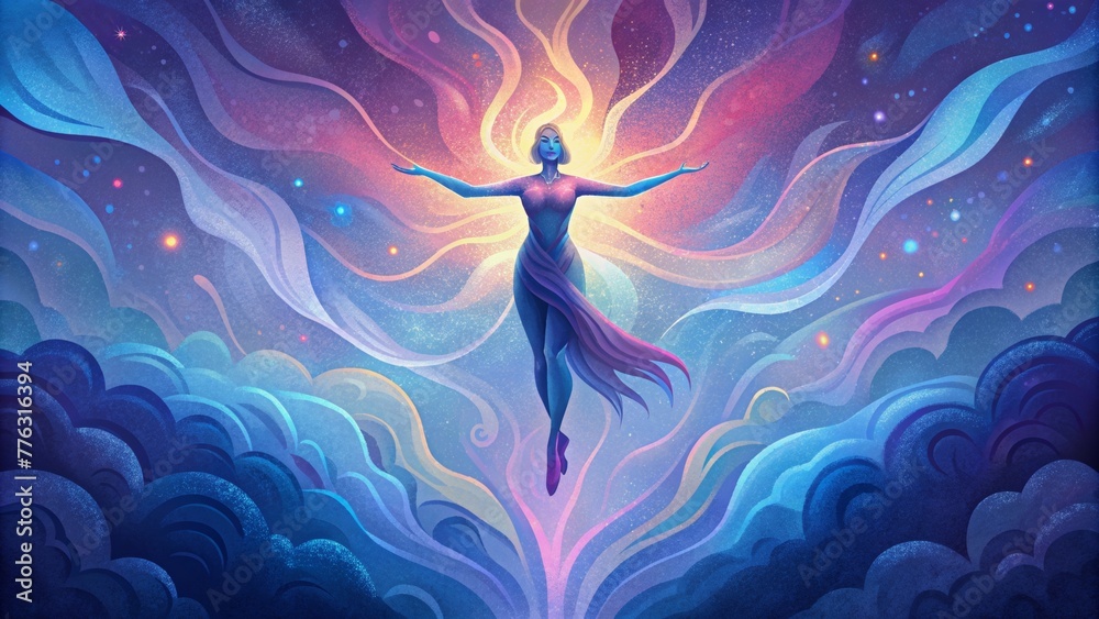 Obraz premium Ethereal energy captured in a moment frozen in a symphony of vibrant colors and graceful ethereal movements.
