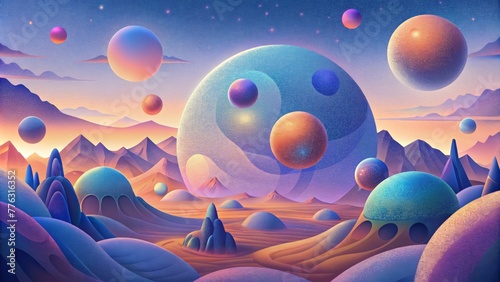 A surreal dreamscape filled with floating orbs of color all shifting and blending in a surreal spectral dance.