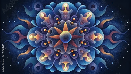 A kaleidoscope of abstract forms representing the harmonious balance between chaos and order in the universe.