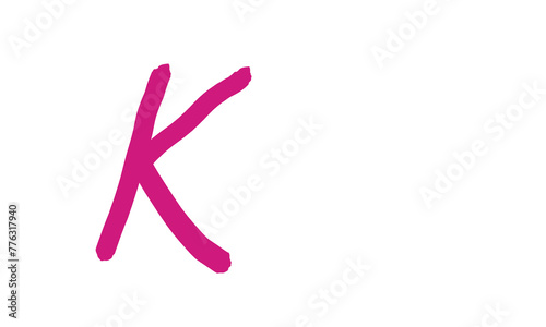 the capital letter K on a white background in pink