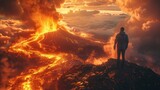 man and volcanic eruption