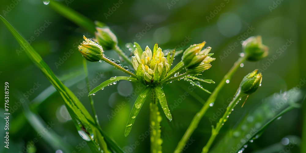 Close up of beautiful white flower with green background