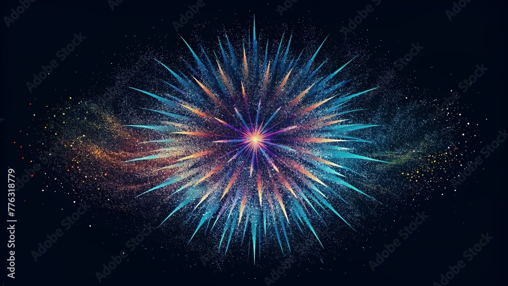 A burst of scribbles like fireworks exploding across a black sky each line echoing with its own unique hues. A burst of scribbles like fireworks exploding across a black sky each line echoing with its own unique hues.