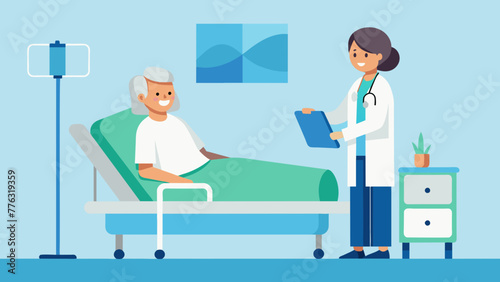 The doctor sees the patient vector illustration