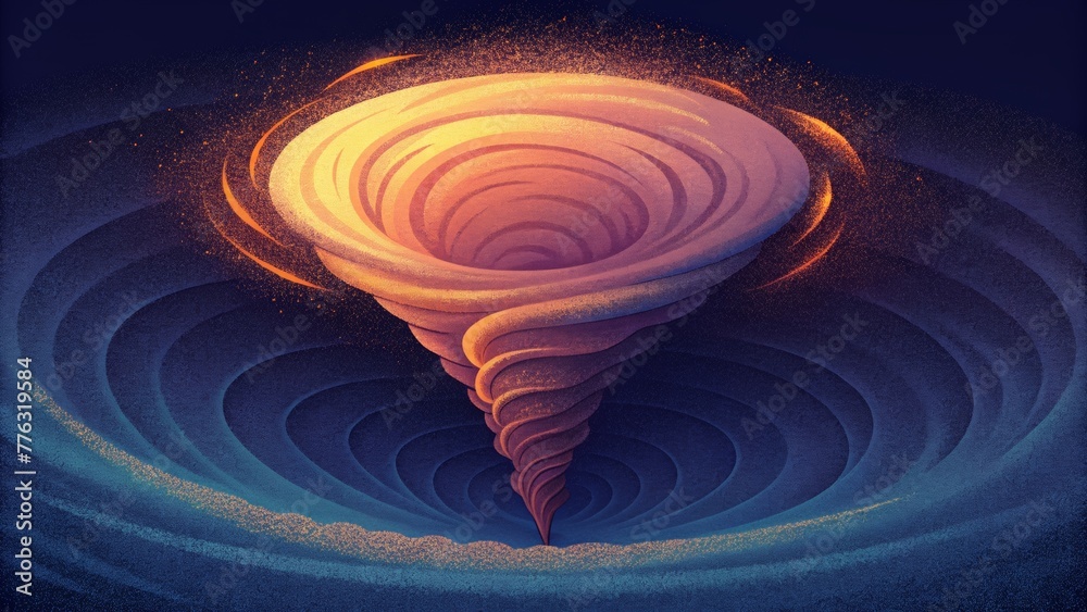 A dynamic display of spiraling s resembling the powerful force of a ...