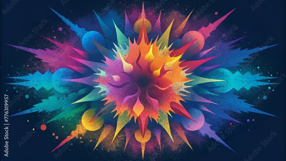 A chaotic explosion of vibrant colors and distressed patterns exuding a sense of artistic rebellion. A chaotic explosion of vibrant colors and distressed patterns exuding a sense of artistic rebellion.